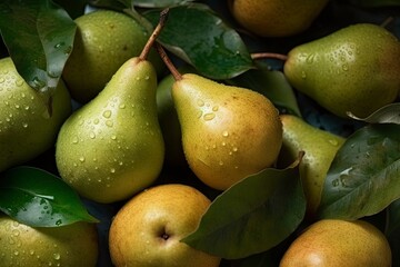 Full frame of fresh Pears. Fresh ai generated Pears.