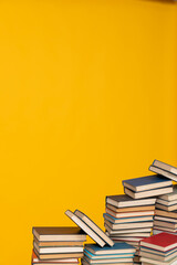 library science stack of books on white background training