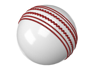 Isolated Kookaburra White Cricket World Cup Ball on White Background, 3d Render Illustration