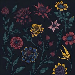 seamless floral pattern drawing