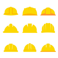 Hard hat icon set. Hard hat of labor equipment for protection. Industry safety helmet for worker, labor, builder and construction. Hard hat icon sheet
