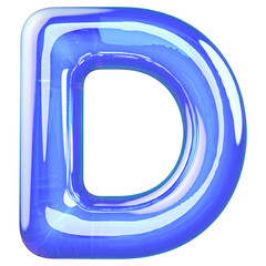 3d font letter D blue alphabet