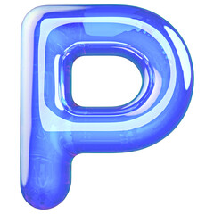 3d font letter P blue alphabet