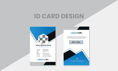 Id Card Template for Your Office Use. Abstract Simple Geometric Blue Id Card Design, Professional Identity Card Template Vector for Employee.
