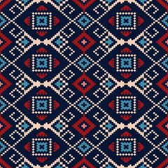 Ethnic Ukrainian embroidery colorful pattern. Illustration traditional ethnic embroidery geometric shape seamless pattern. Use for fabric, textile, home decoration elements, upholstery, wrapping.