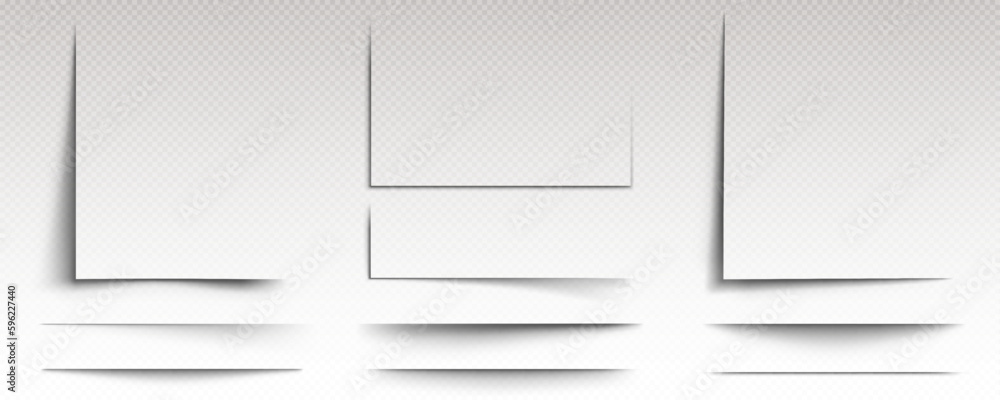 Poster square shadow box frame vector effect template. rectangle page border shade illustration set on tran