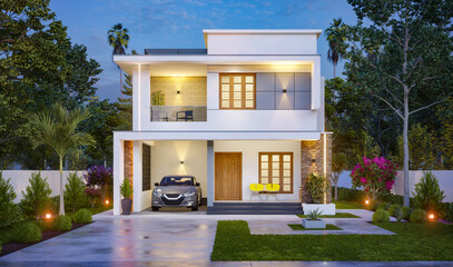 3d illustration of a newly built luxury home