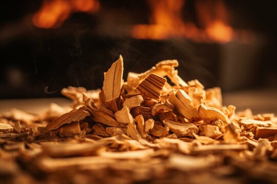 Fuel made from wooden chips for heating purposes. Generative AI