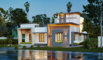 3d illustration of a newly built luxury home