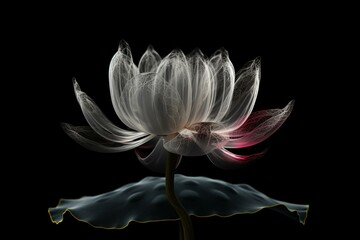 Fototapeta na wymiar 3D lotus flower in black X-ray. Generative AI