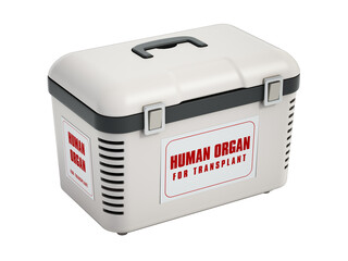 Human organ transport box isolated on transparent background