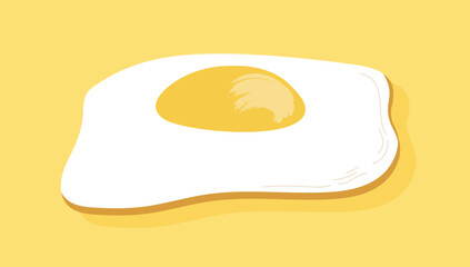 Protein and yolk. Chicken broken egg. Fresh and delicious food. Fried eggs for breakfast or lunch. Healthy eating. Template, layout and mock up. Cartoon flat vector illustration