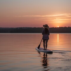 A woman enjoying a peaceful paddleboard session