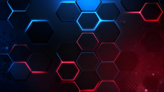 Blue and red hexagons Wallpaper Background | Generative AI