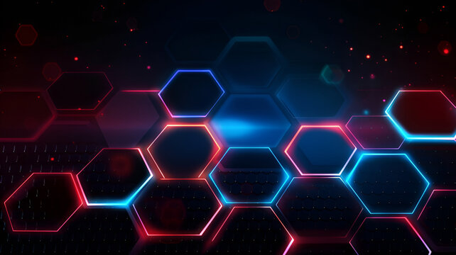 Blue and red hexagons Wallpaper Background | Generative AI