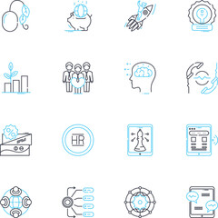 Fiscal growth linear icons set. Prosperity, Development, Advancement, Expansion, Progress, Boom, Thriving line vector and concept signs. Flourishing,Increase,Success outline illustrations