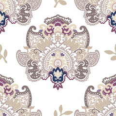 Floral ornamental motif, paisley flowers vector