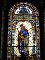 Budapest (Hungary). Stained glass window inside the St. Stephen's Basilica Cathedral in the city of Budapest