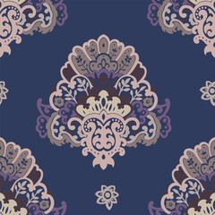 Blooming paisley ornament plants and leaves design