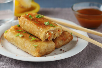 Spring rolls - a typical dish in Chinese and other Southeast Asian cuisines