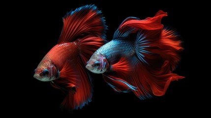 Fototapeta premium Conceptual Art of Siamese Fighting Fish with Space for Copy on Background - Generative AI Illustration