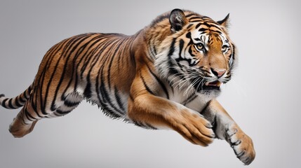 Fototapeta na wymiar Majestic Tiger in Leap. Generative AI