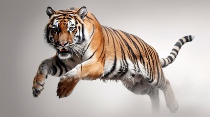 Fototapeta na wymiar Majestic Tiger in Leap. Generative AI