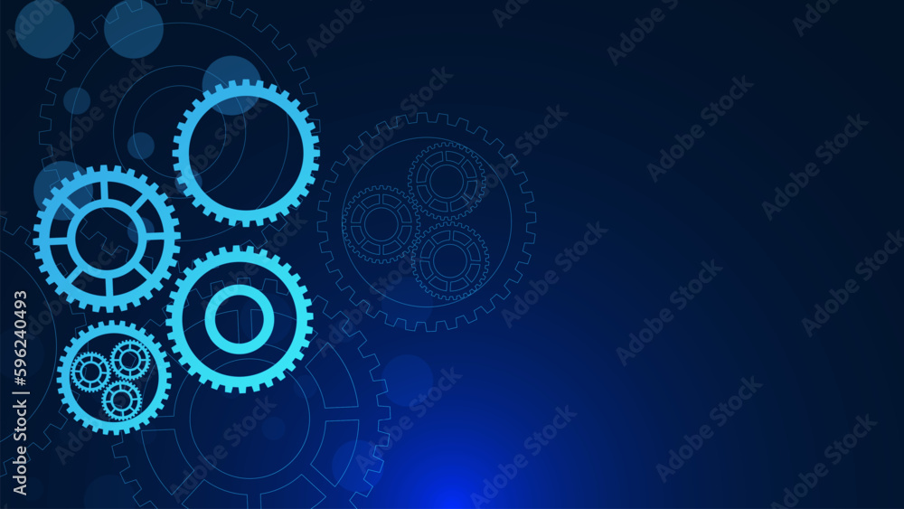 Poster gears mechanism digital technology and engineering. technical concept background design.
