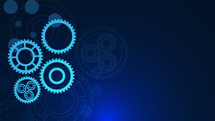 Gears mechanism digital technology and engineering. Technical concept background design.