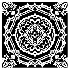 Flower clipart vector design black and white