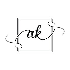 AK Initial handwriting minimalist logo Design