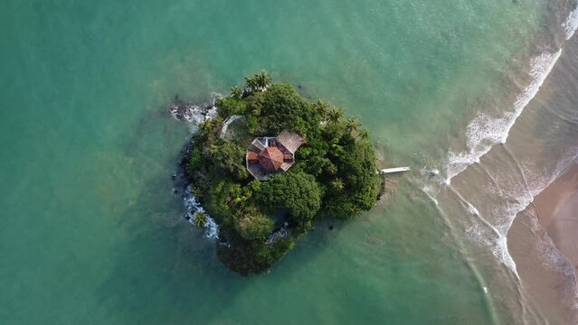 Aerial view of Taprobane island in Sri Lanka. Island in the Indian Ocean. High quality photo
