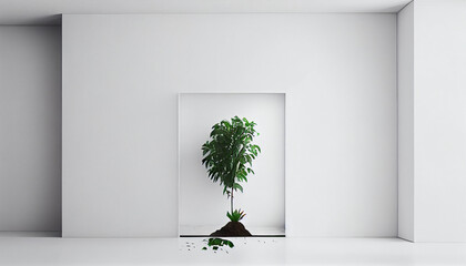 Mockup minimalistic for paintings, posters with plant in the vase minimalistic style generative AI