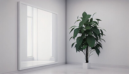 Mockup minimalistic for paintings, posters with plant in the vase minimalistic style generative AI