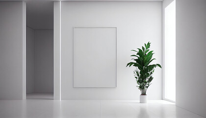Mockup minimalistic for paintings, posters with plant in the vase minimalistic style generative AI
