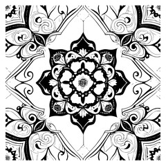Flower clipart vector design black and white