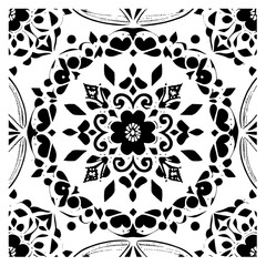 Flower clipart vector design black and white