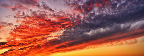 Beautiful morning sky with colorful clouds before sunrise. Dramatic sunrise 