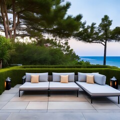 20 A backyard terrace with comfortable seating and a panoramic view of the ocean2, Generative AI