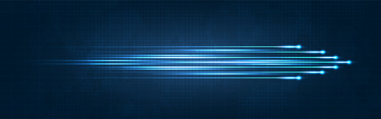 Light speed movement blue arrow technology communicate background. wireless data network and connection technology concept. high-speed, futuristic background. vector design.