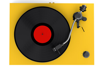 Vinyl record player or DJ turntable with retro vinyl disk on white background. - obrazy, fototapety, plakaty