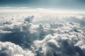 Fototapeta na wymiar View of clouds from airplane window. Generative AI