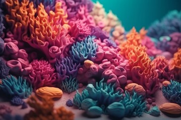 Fototapeta na wymiar colored coral under the sea. Created with generative AI technology.