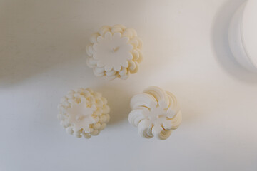 Various wax candles in the interior