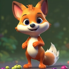 full body image of a cute baby fox talking with hand gest , Generative Ai