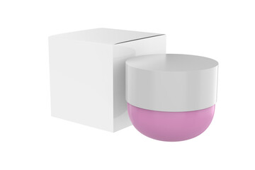 Cosmetic cream package mockup. Skin blush care makeup powder product pack, round sample design. Beauty creme container, butter or scrub. 3d illustration