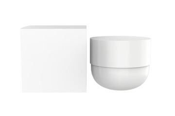 Cosmetic cream package mockup. Skin blush care makeup powder product pack, round sample design. Beauty creme container, butter or scrub. 3d illustration