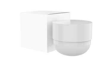 Cosmetic cream package mockup. Skin blush care makeup powder product pack, round sample design. Beauty creme container, butter or scrub. 3d illustration