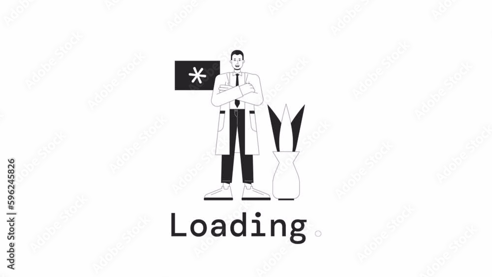 Poster er doctor bw loader animation. emergency department in hospital. flash message 4k video footage. iso