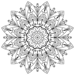 Coloring book Lace pattern The tattoo. Vector Mandala. Floral. Flower. Oriental. Book Page. Outline.Vector abstract mandala pattern. Art on the wall. Simple
